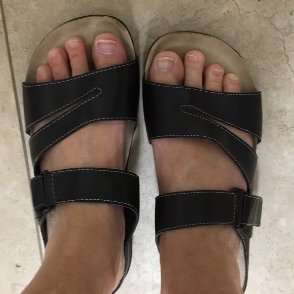 Nicole Brown Vegan Leather Flat Comfort Slip On Sandals w/ adjustable Strap - Picture 7 of 7